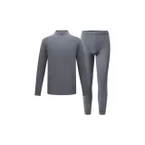 [Шерсть # Тутовый шелк] Сумеречный синий, серый, с высоким воротником, комплект одежды