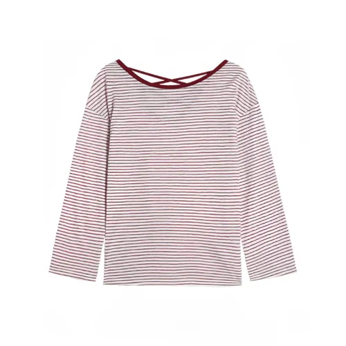 GORGEOUSIDEA Белый Красный Полосы T-Рубашка Женская T-Рубашка