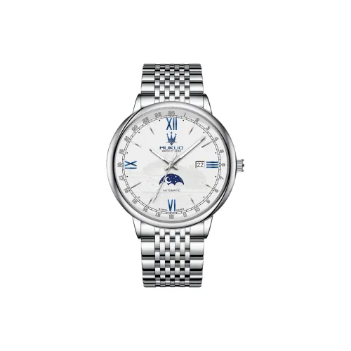 MUKUO Кварцевый механизм ремешок из нержавеющей стали мужские часы белый циферблат