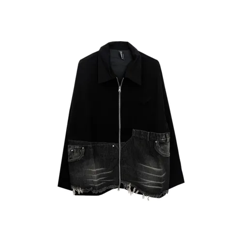 SINKACME Черный Mock Двухкомпонентная Куртка Мужская Джинсовая Куртка