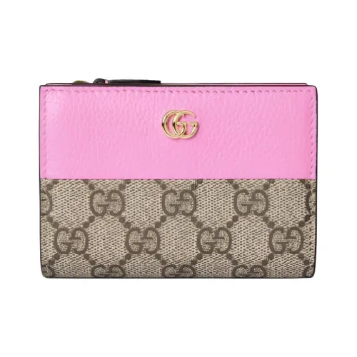 GUCCI GG Marmont Кожа Кошелек Маленький Женский Бежевый и Розовый