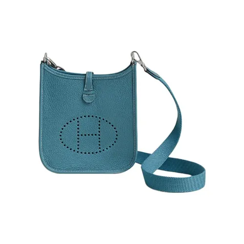 HERMES Evelyne Clemence Bullock Кожа Сумка через плечо Женская Новая Джинсовый синий