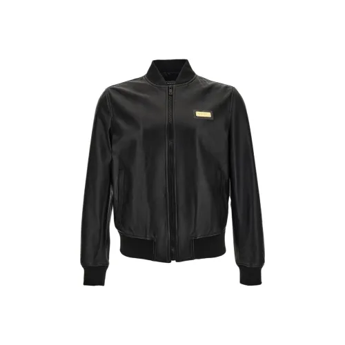 VERSACE Мужские черные кожаные куртки