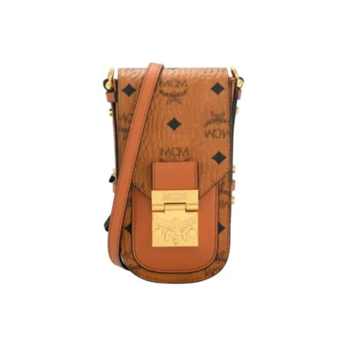 MCM Patricia Visetos Искусственная кожа Одно плечо Цепочка Через плечо Чехол для телефона Мини Женские Коньяк