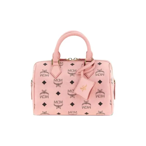 MCM Ella Полиуретан Бостон Сумка Сумка через плечо Женская Розовая