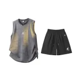 Комплект одежды (Темно-серый топ + черные штаны)