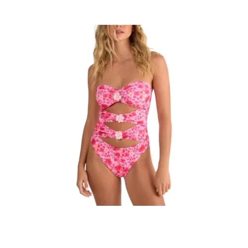 NASTY GAL Цветочный Комбинированный Cut Out Бандо Купальник Ван-Пис Купальник Женские