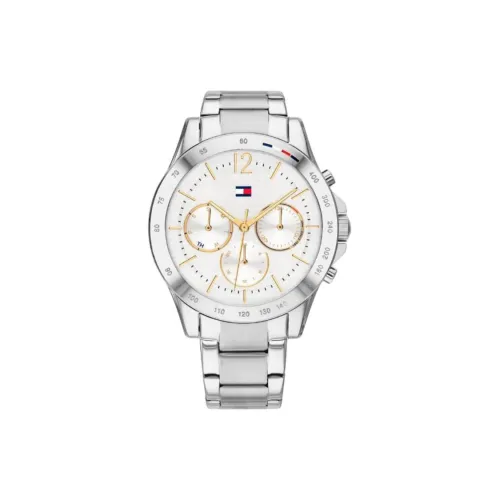 Tommy Hilfiger Женские часы Кварцевый механизм Ремешок из нержавеющей стали 38 мм Белый циферблат