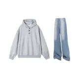 Повседневная спортивная одежда (серый + светло-синий)