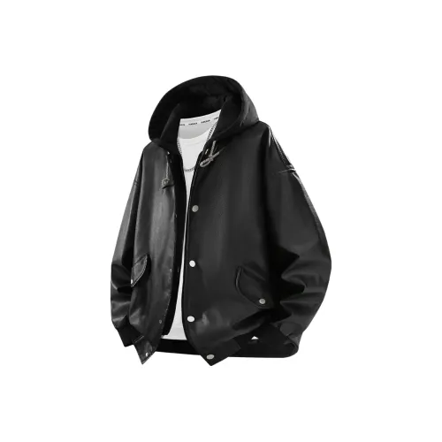 PGNC Американский с капюшоном модный винтажный куртка из ПУ-кожи мужская