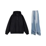 Повседневная спортивная одежда (черный + светло-синий)