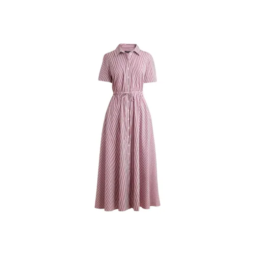 J.Crew Красно-белые Женские Короткие Платья с Короткими Рукавами