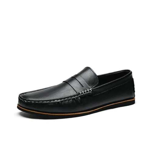 Черные лоферы с хвостиком оленя плоская подошва мужской