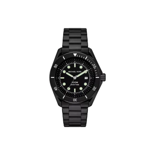MICHAEL KORS Мужские часы Кварцевый механизм Ремешок из нержавеющей стали 42 мм Черный циферблат