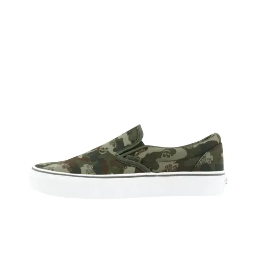 Vans CLASSIC Slip-On Скейтборд Кроссовки Унисекс Камуфляж Зеленый