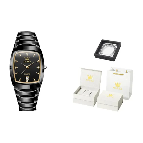OLEVS Кварцевый механизм стальной ремешок из вольфрамовой стали мужские часы черный циферблат