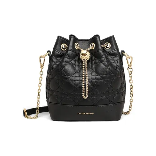 Crtnzo Kroez Синтетическая кожа Ведрообразные сумки Сумки через плечо Сумка через плечо Стандартная Женская Черная