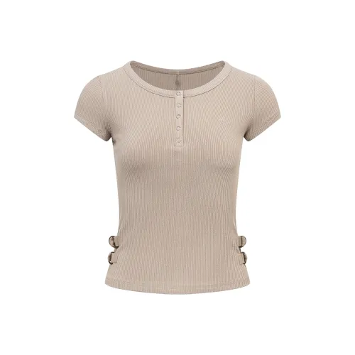 Ariseism Обычный Дизайн Cachi Цвет Короткий Рукав Т-Рубашки Для Женщин Летний Горячая Девушка Облегающий крой Топ Женские