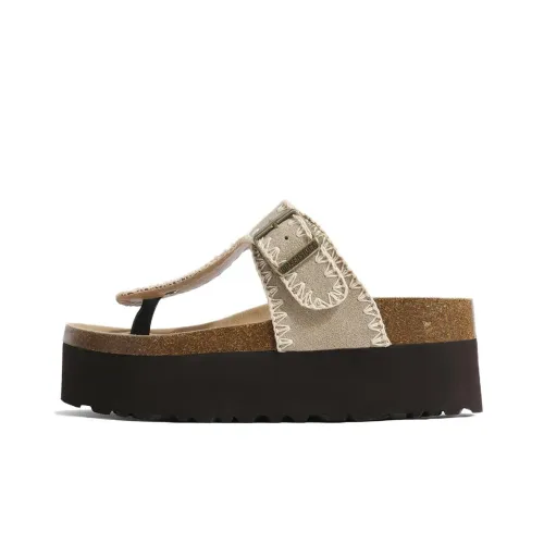 Lan Miao Резина Подошва Шлепанцы Женские Светлый Хаки