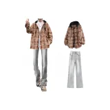 Red Shirt + Smoke Gray Jeans  
Красная рубашка + дымчато-серые джинсы