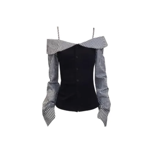 IUNOP Черная клетка Женские T-рубашки