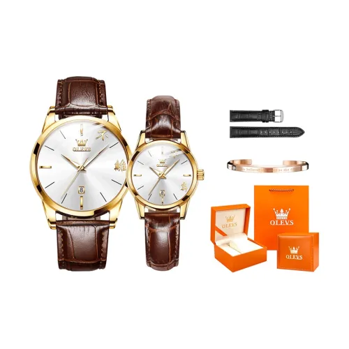 OLEVS Heart to Heart Knot Collection Кварцевый механизм Кожаный ремешок Часы Унисекс Белый циферблат