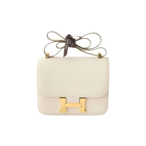 HERMES Constance Эпсомская кожа Сумка через плечо Стандартная Женская 10 Craie Milkshake Белый