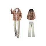 Red Shirt + Yellow Mud Jeans  
Красная рубашка + желтые джинсы цвета грязи