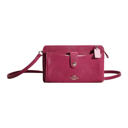 COACH NOA POP Up Текстура Кожа Сумка через плечо Женская Хлопок Конфетный Фиолетовый