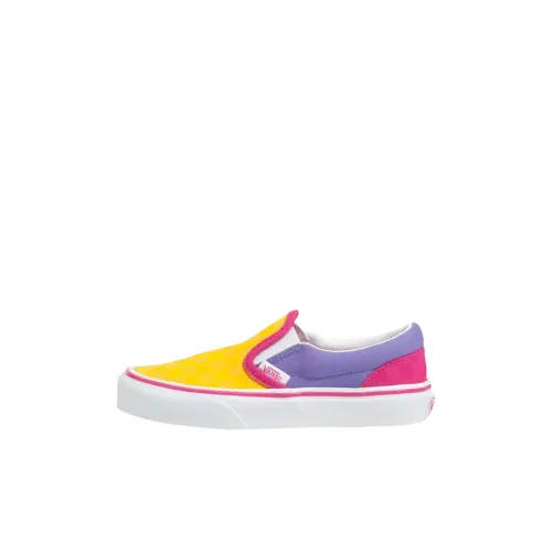 Vans CLASSIC Slip-On Low Top Детские Скейтбординги Желто-фиолетовые Детские