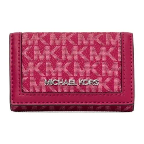 MICHAEL KORS Jet Set Travel Покрытый холст Key Pouch Маленький Женский Темный Малиновый