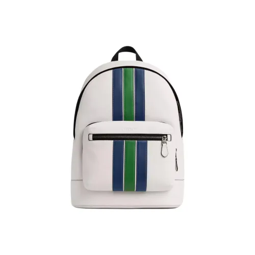 COACH West Коровья кожа Рюкзак Большой Мужской Мел белый и Смешанный цвет