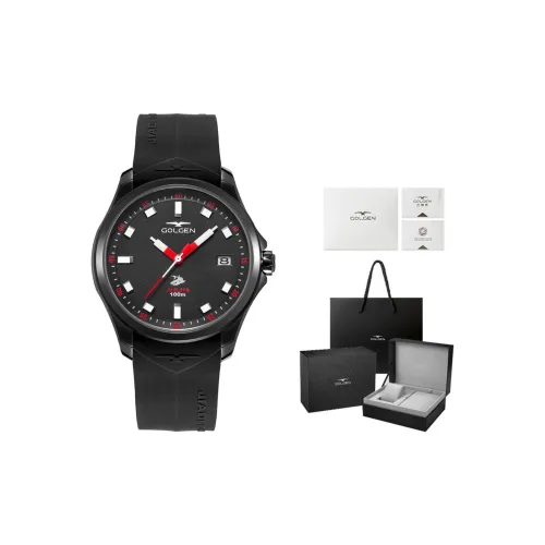 GOLGEN Auger Collection Кварцевый механизм Силиконовый ремешок Часы Мужские Черный циферблат