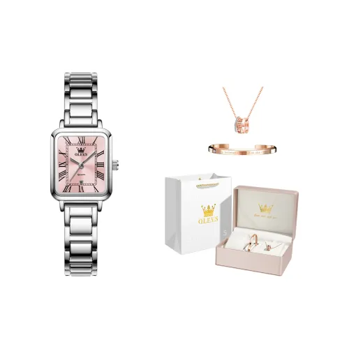 OLEVS Кварцевый механизм нержавеющая сталь ремешок часы женские розовый циферблат