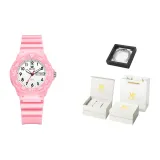 Розовый гель, белый циферблат, стальной браслет + коробка