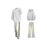 Серый Белый Свитшот + Желтые Грязные Джинсы