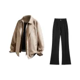 Хаки Куртки и Пальто + Черные Джинсы