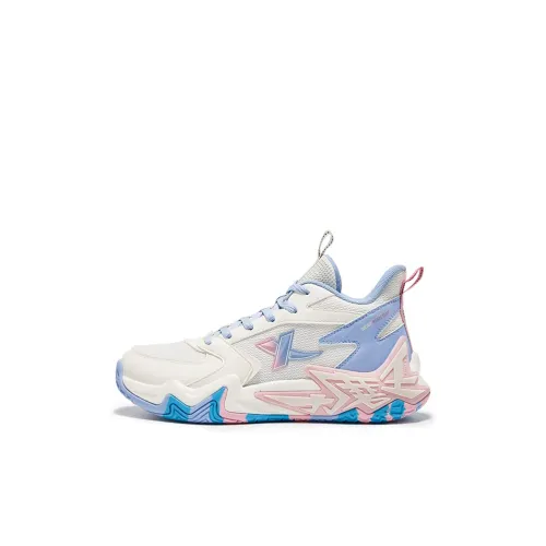 XTEP Детские баскетбольные кроссовки Low Топ Парусный белый Северное сияние Синий Винтажный розовый Kids