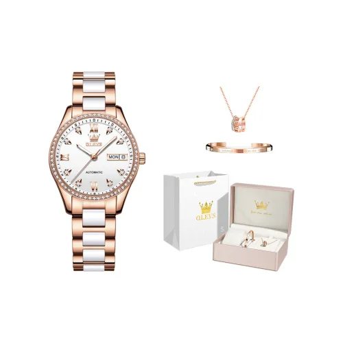 OLEVS Radiant Collection Механические часы с ремешком из нержавеющей стали женские часы белый циферблат