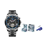 Черный корпус с черным циферблатом [синие граффити, многоцветная коробка + сумка для покупок]