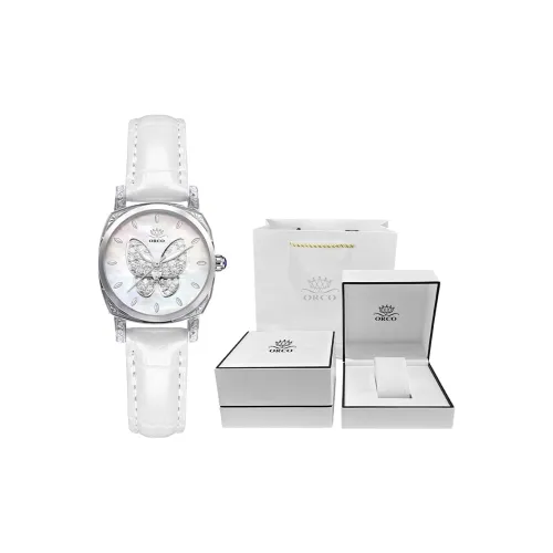 ORCO Кварцевый механизм кожаный ремешок из коровы женские часы белый циферблат