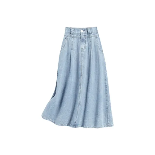IHIMI Светло-синие женские джинсовые длинные юбки