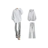 Серый Белый Свитшот + Дымчатый Серый Джинсы