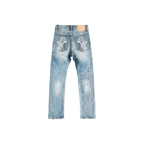 YICHEN Синий [Вышивка] Унисекс Джинсы