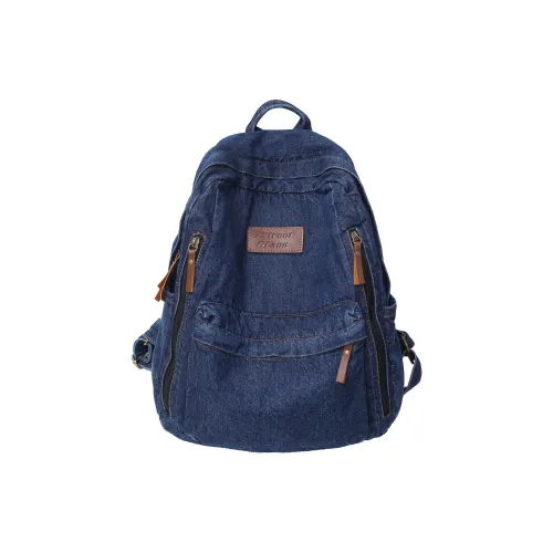 NOMK Denim Backpack Standard Women's Dark Blue Light Gray NOMK Деним Рюкзак Стандартный Женский Темно-синий Светло-серый