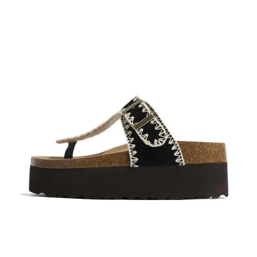 Lan Miao Резиновая подошва Шлепанцы Женские Черный