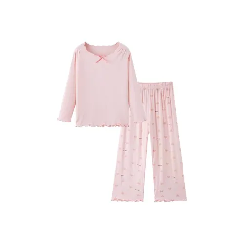 Детский Bejirog Женский Пижама Baby Ледяной шелк Тонкий Детский Домашняя одежда Длинный рукав Слоник