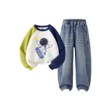 Звезда Pick Скейтборд Зеленый Синий + Однотонный Джинсовый Синий