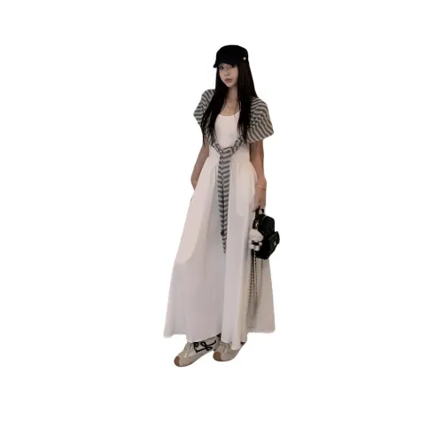 FINDSME GAGA Белый Комплект с Юбкой Платье-камзол + Шаль Женские Юбочные Комплекты