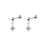 Серьги-звезды в форме восьмиконечного бриллианта, синие (1 пара)